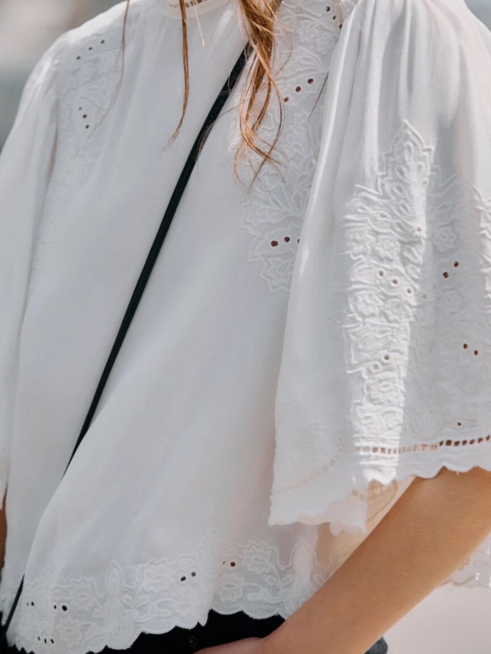 NWT FARM RIO OFF-WHITE PALM TREE EMBROIDERED BLOUSE TOP - Picture 3 of 7